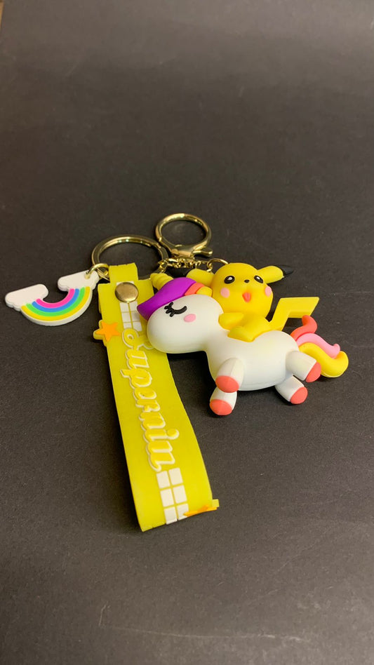 Pikachu on a Unicorn Keychain